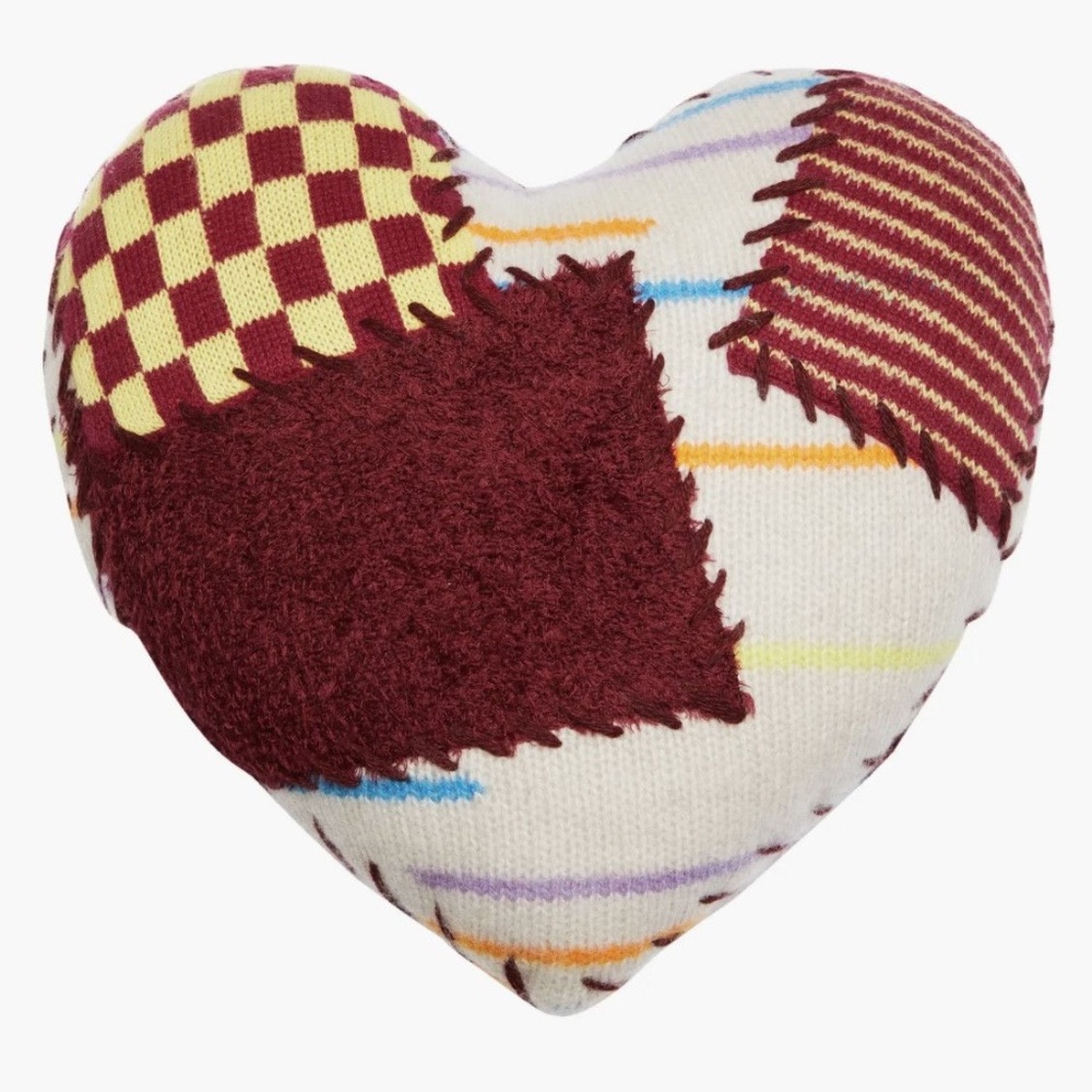 The Elder Statesman Multicolor Patchwork Heart Plushie Pillow